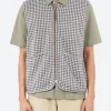 Clearance - Zip Gilet in Brown and Sky Gingham Outerwear