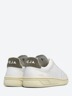 Hot - V-12 Stitch Leather in White and Khaki Sneakers