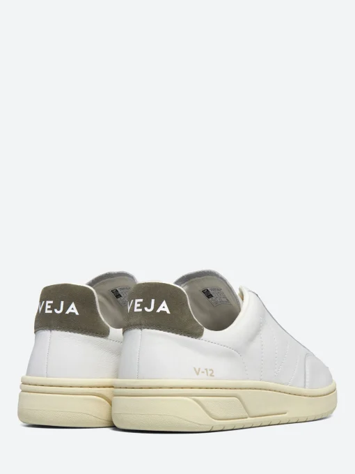 Hot - V-12 Stitch Leather in White and Khaki Sneakers