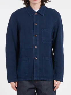 Outlet - 5C Short Workwear Jacket in Navy Linen Outerwear