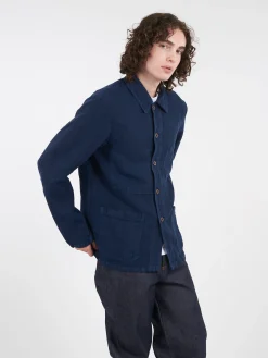 Outlet - 5C Short Workwear Jacket in Navy Linen Outerwear