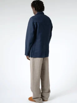 Fashion - Hopsack-Style Workwear Blazer in Navy Outerwear | Blazers