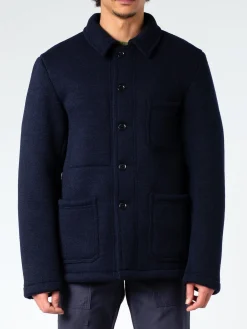 Fashion - Thick Knitted Virgin Wool Melton Jacket in Outerwear