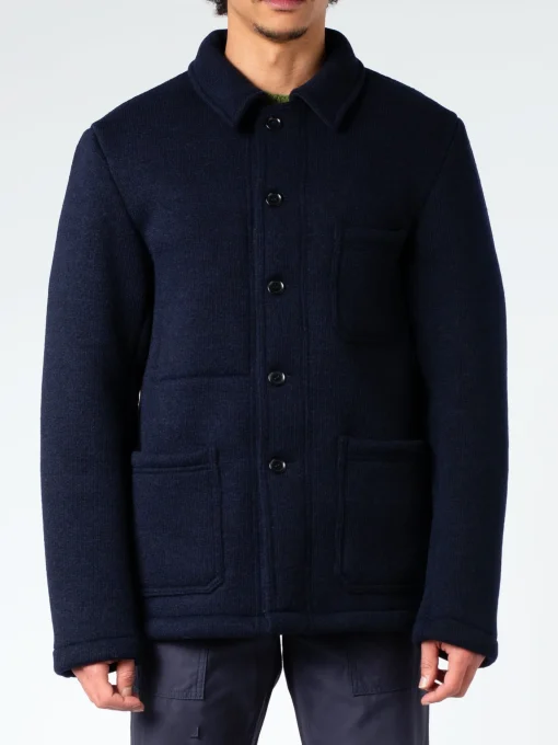 Fashion - Thick Knitted Virgin Wool Melton Jacket in Outerwear