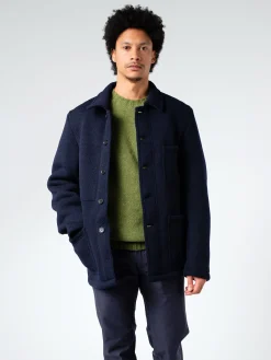 Fashion - Thick Knitted Virgin Wool Melton Jacket in Outerwear