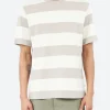 Online - Dean Stripe Textured T-Shirt in Clay and Ecru T-Shirts