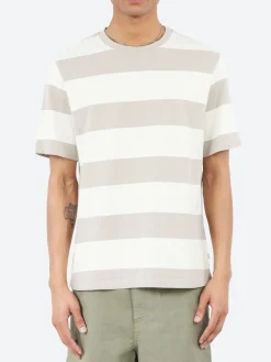 Online - Dean Stripe Textured T-Shirt in Clay and Ecru T-Shirts