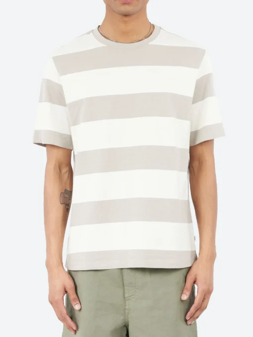Online - Dean Stripe Textured T-Shirt in Clay and Ecru T-Shirts