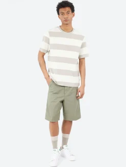 Online - Dean Stripe Textured T-Shirt in Clay and Ecru T-Shirts