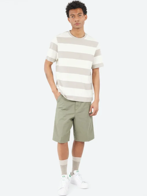 Online - Dean Stripe Textured T-Shirt in Clay and Ecru T-Shirts