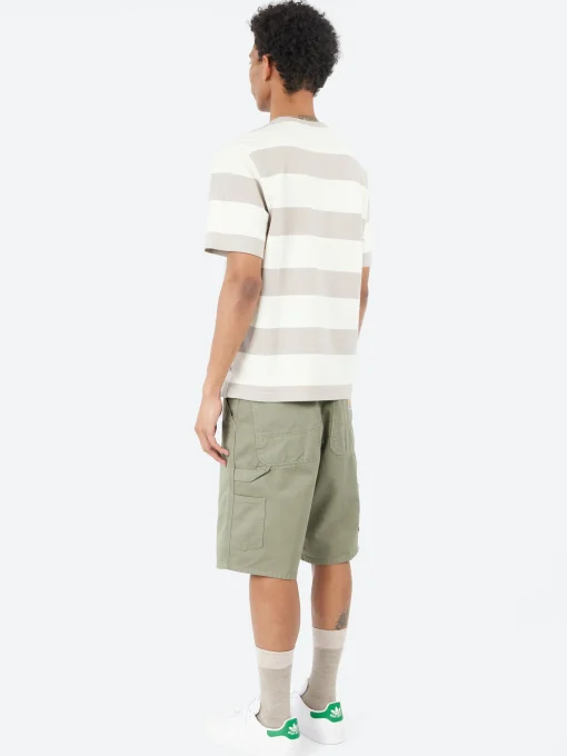 Online - Dean Stripe Textured T-Shirt in Clay and Ecru T-Shirts