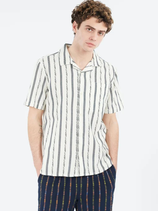 Hot - Didcot Fleck Stripe Short Sleeve Shirt in Button-Ups