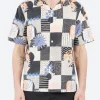 Sale - Didcot Grid Floral Short Sleeve Shirt in Black and Multi Button-Ups