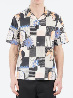 Sale - Didcot Grid Floral Short Sleeve Shirt in Black and Multi Button-Ups