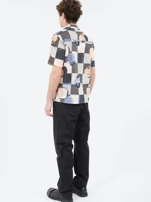 Sale - Didcot Grid Floral Short Sleeve Shirt in Black and Multi Button-Ups
