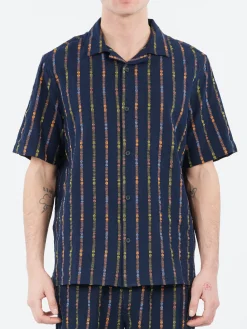 Hot - Didcot Short Sleeve Shirt in Navy and Orange Button-Ups