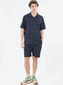 Hot - Didcot Short Sleeve Shirt in Navy and Orange Button-Ups