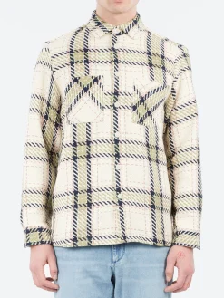 Clearance - Whiting Overshirt in Ecru and Sage Harp Check Outerwear