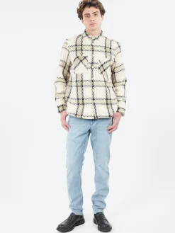 Clearance - Whiting Overshirt in Ecru and Sage Harp Check Outerwear