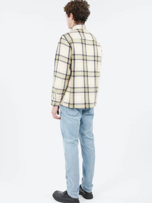 Clearance - Whiting Overshirt in Ecru and Sage Harp Check Outerwear