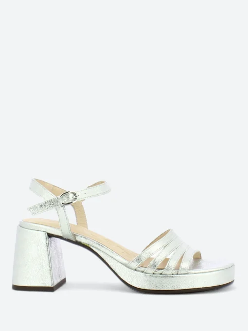 New - G-6801 Heel in Plata Laminato Women Overalls & Jumpsuits | Sandals