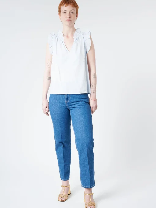 Fashion - Bex Top in (Light Blue) Women Tops & Blouses | Overalls & Jumpsuits