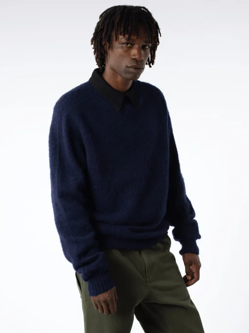 Fashion YMC - Earth Suedehead Knit in Navy Knitwear