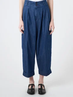 Discount YMC - Grease Trouser in Washed Indigo Women Pants | Overalls & Jumpsuits