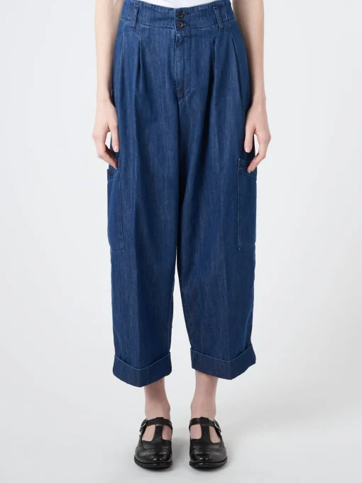 Discount YMC - Grease Trouser in Washed Indigo Women Pants | Overalls & Jumpsuits