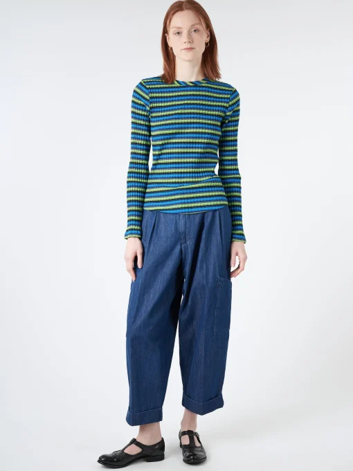 Discount YMC - Grease Trouser in Washed Indigo Women Pants | Overalls & Jumpsuits
