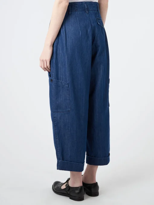 Discount YMC - Grease Trouser in Washed Indigo Women Pants | Overalls & Jumpsuits