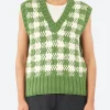 New YMC - Heidi Vest in Green and Ecru Women Tops & Blouses | Knitwear