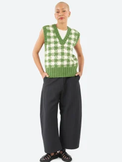 New YMC - Heidi Vest in Green and Ecru Women Tops & Blouses | Knitwear