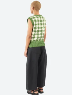 New YMC - Heidi Vest in Green and Ecru Women Tops & Blouses | Knitwear