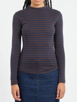 Clearance YMC - High Rain Top in Brown and Navy Women Tops & Blouses | T-Shirts