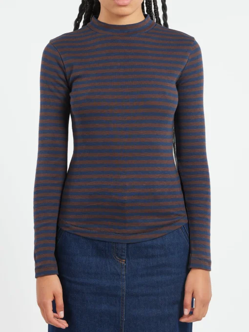 Clearance YMC - High Rain Top in Brown and Navy Women Tops & Blouses | T-Shirts