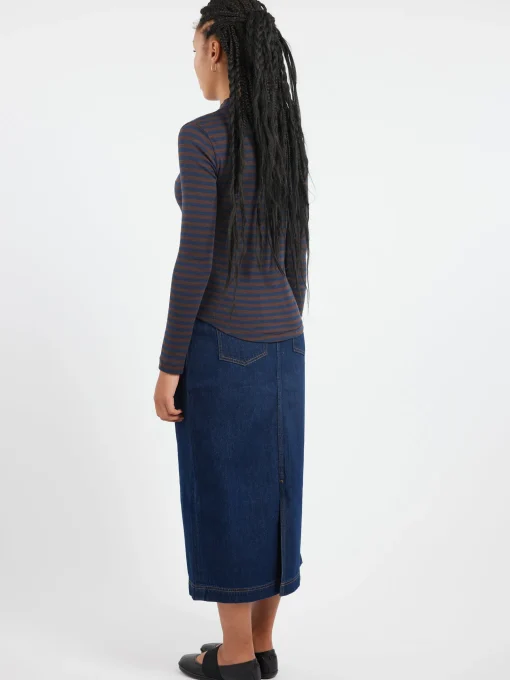 Clearance YMC - High Rain Top in Brown and Navy Women Tops & Blouses | T-Shirts