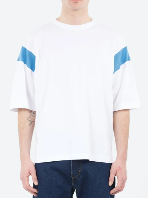 Hot YMC - Skate T-Shirt in White and Blue T-Shirts
