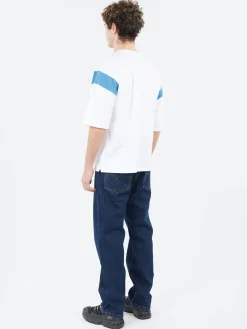 Hot YMC - Skate T-Shirt in White and Blue T-Shirts