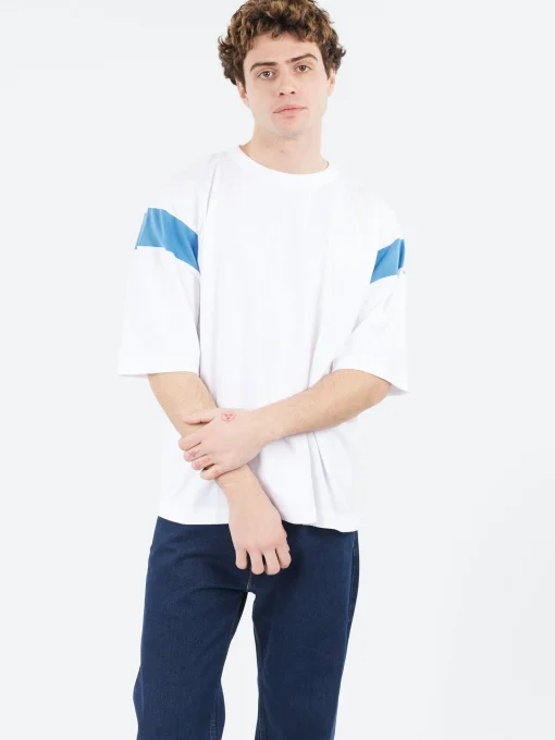 Hot YMC - Skate T-Shirt in White and Blue T-Shirts